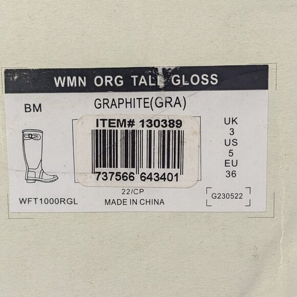 Hunter Boots Original Tall Gloss Rain Boots, Graphite, Womens 5 M - Picture 8 of 8